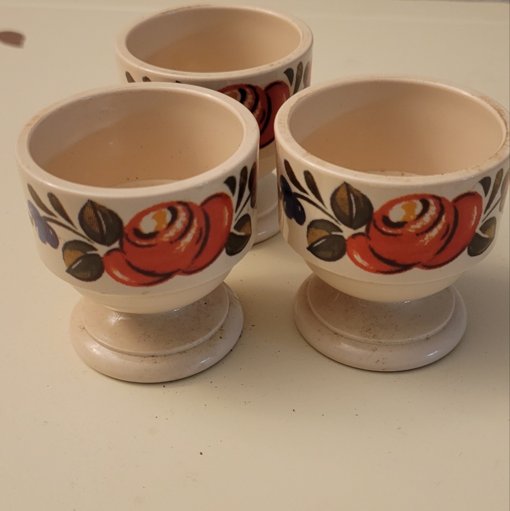Emsa German Egg Cup Dish Set of 3 Plastic Vintage West Germany